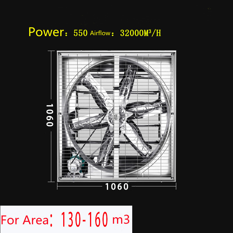 Jatianxia 1060 Ventilateur de flux axial de montage mural 550W 32000m3 / h Ventilateur d'échappement de ventilation industrielle